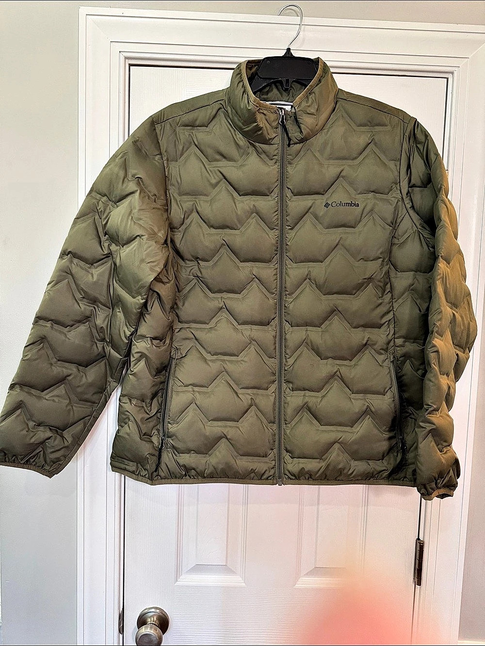 Columbia Delta Ridge Down Jacket Women’s Geometric Puffer in Green Size XXL